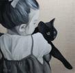 Huile sur toile en lin 30x30 cm:
Emma et son chat.