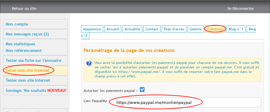 Lien PaylpalMe non configuré