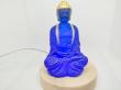 bouddha en résine bleu et or avec base bois lampe led
H:9cm
