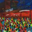 N° 323 Soirée d'Anniversaire au Moulin 
acrylique sur toile lin 100x100