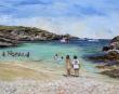 HUILE SUR TOILE : LA PLAGE A BELLE ILE 61x50