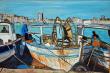 HUILE SUR TOILE : PECHEURS A MARSEILLE 55X38