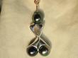 Pendentif en argent massif, trois perles de Tahiti