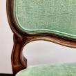 Chaises Louis XV recouvertes du tissu My Love @chivasso, détail du démarrage de double corde, invisible