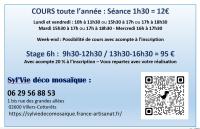 TARIF COURS - STAGE MOSAIQUE , Sylvie Ricart Syl' Vie Déco
