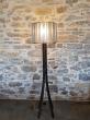 Lampadaire vitrail pied acier