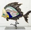 O'FISH 
sculpture poisson métal/vitrail en tiffany 
métal et laiton 