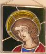 Copie d'un détail d'un vitrail de la cathédrale de Troyes - Montage traditionnel au plomb - Peinture à la grisaille et au lavis au lait