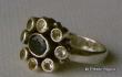 Jolie bague en argent véritable rehaussée de neuf pierres semi-précieuses Améthyste Taille 54