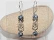 boucles d'oreilles obsidienne neige et argent par Nathalyne