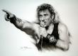 Johnny Halliday Fusain sur Papier 50x65 Prix 720  Euros