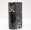 Vase en grès anthracite, gravures et calligraphies