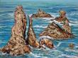 HUILE SUR TOILE : LES AIGUILLES DE PORT COTTON (Belle Ile)