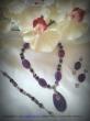 Parure collier, bracelet et boucles d'oreilles en agate -pierres semi précieuses- sur métal argent