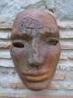 Masque vestige terre cuite peinte et oxydes...Exposé à La Moulinotte.