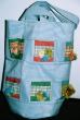 Sac bleu tissus d'ameublement avec poches intéieures
