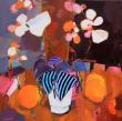 oranges et orchidées 80 x 80