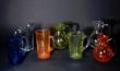 Carafes cylindriques ou rondes bullées, colorées