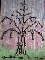 27. ARBRE DE VIE, réalisée avec des clefs anciennes d'églises du Val de Loir , NICOLE BOURGAIT THIERRY LE SET DES FLEURS