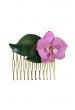 Le peigne cheveux orchidée rose pâle en cuir pleine fleur de vachette
