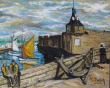 HUILE SUR TOILE : CONCARNEAU LA VILLE CLOSE VERS 1900 35X27