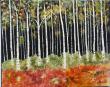 Petit format pour ce tableau d'une forêt de bouleaux.
