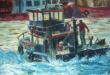 retour de pêche 
38x55 cm
huile sur toile 
200€