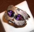 bague argent 925? 2 améthystes poires