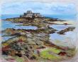 HUILE SUR TOILE : COTE ROCHEUSE EN BRETAGNE (St Malo) 73x60