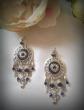 Boucles d'oreilles en métal argent et perles en cristal