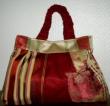 Sac rouge soie et coton ameublement avec 2 poches intérieures