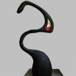 sculpture en hêtre et incrustation de vitrail