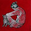 J'ai quelque chose à te dire (marqueur et peinture acrylique sur toile 60x60 cm)