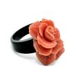 bague en corne de buffle et corail