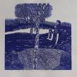Xylogravure. série bleu
titre: lac des Minimes 
30x30cm 
daté et signé