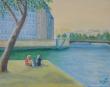 Quai parisien N° 22 50X40 Huile 80 Euros avec cadre