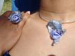Parure Camille : bague et pendentif en verre serti sur étain