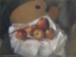 Pommes sur tissu avec palette