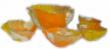 Ensemble Saladier et 4 bols en verre thermoformé et émaillé