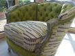 Pour rehausser une décoration classique chic, une Marquise ( fauteuil plus large qu' une bergère ) refait à neuf elle est tapissée d' un tissu de l’éditeur CASAL