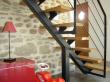 Escalier métallique droit marche hêtre