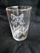 Une verre pour tous les jours, gravé d'une jolie tête de loup et d'un prénom