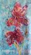 Peinture sur soie: iris rose, technique libre. 