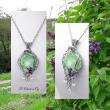 pendentif cabochon verre et swarovski tissé fil acier inoxydable