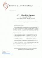 DOSSIER INSCRIPTION DU 10° SALON ART CHRETIEN , PRESBYTERE DE MONTOIRE SUR LOIR 10 ème - SALON D'ART CHRETIEN
