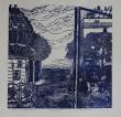 Xylogravure. série bleu
titre: Châtelet
30x30cm 
daté et signé