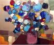Bouquet sur table carmin