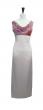 Robe de satin de soie , drapé de mousseline imprimé iris 