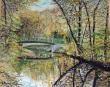 HUILE SUR TOILE : RIVES D'AUTOMNE -BORDS DE L'YERRES A CROSNE)