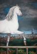 Peinture murale: Cheval dans un paysage hollandais, détail.